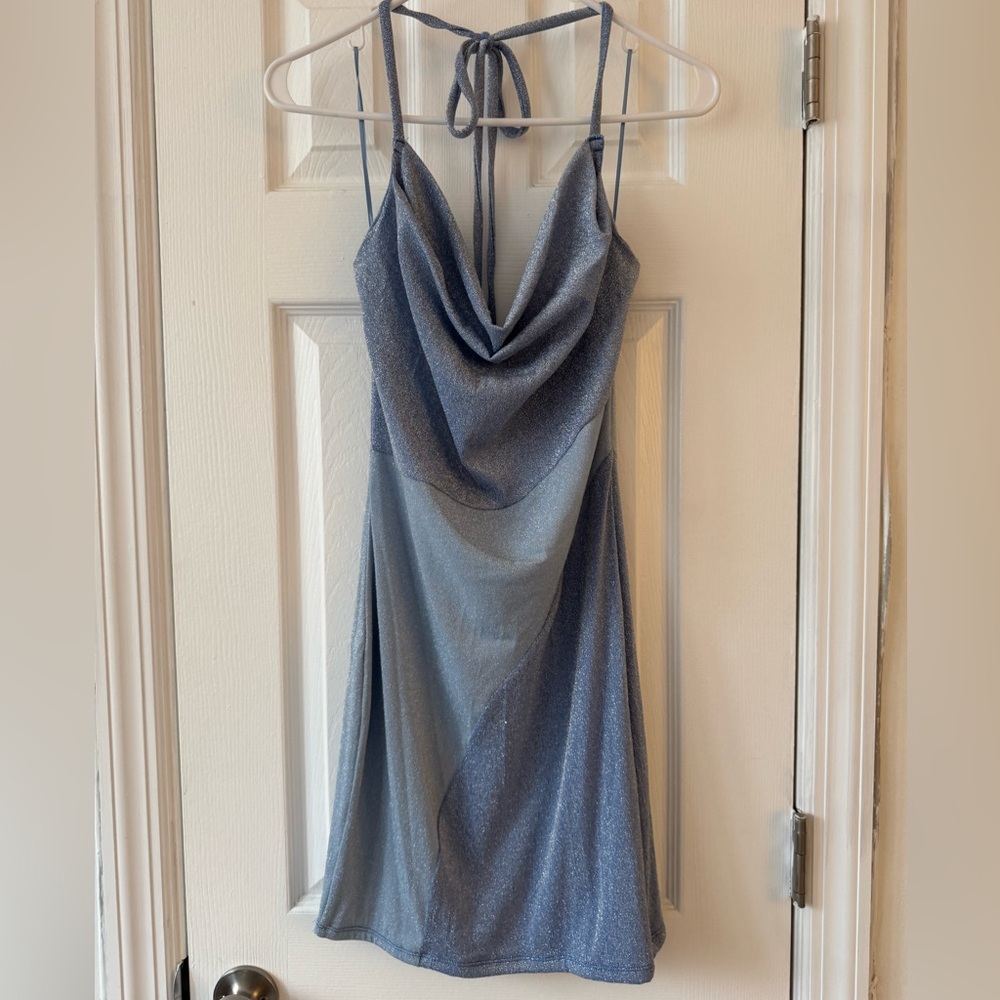Baby Blue Shimmer Mini Dress